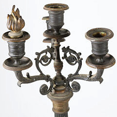 Pair of Empire Period Four-Arm Bronze Candelabra, 19th Century