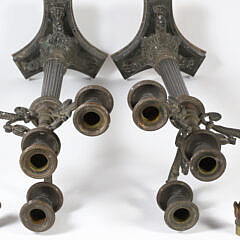 Pair of Empire Period Four-Arm Bronze Candelabra, 19th Century