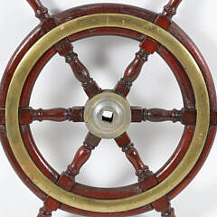 Vintage Mahogany and Brass Ship’s Wheel