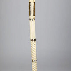 Architectural Whaler Made Paneled Capstan Shaped Grip Walking Stick, Mid 19th Century