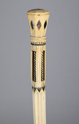Architectural Whaler Made Paneled Capstan Shaped Grip Walking Stick, Mid 19th Century