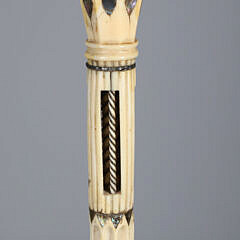 Architectural Whaler Made Paneled Capstan Shaped Grip Walking Stick, Mid 19th Century