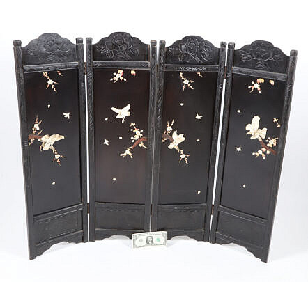 Chinese Carved Bone Table Screen