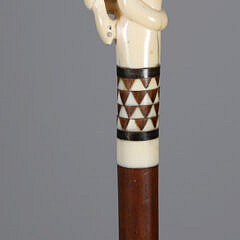 Whaler Made Double Coiled Snake Grip Walking Stick, 19th Century