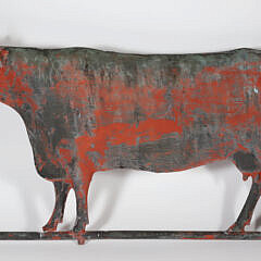American Copper Steer Weathervane, Original Red Paint 