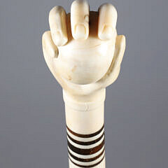 Whaler Made Antique Hand Gripping Ball Walking Stick, 19th Century