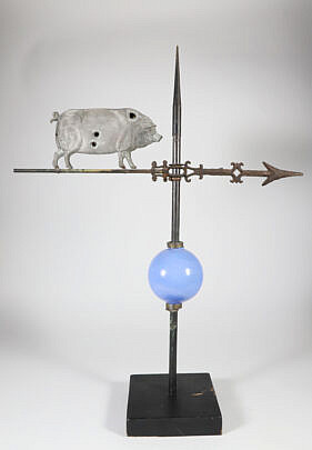 19th Century Molded Sheet Metal Pig Weathervane