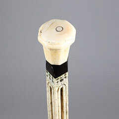 Whaler Made Antique Architectural “Capstan” Knob Walking Stick, 19th Century