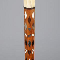 Whaler Made 1879 Liberty Gold Coin Fancy Inlaid Walking Stick , 19th Century
