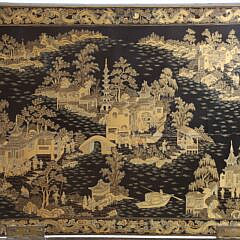 Chinese Export Gilt Lacquer Sewing Table, circa 1820