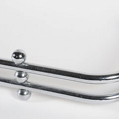 Pair of Art Deco Style Polished Chrome Ball Top Andirons and Matching Fender