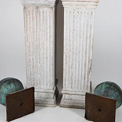 Pair of Architectural Green Patina Copper Ball Finials, 19th Century