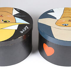Two Hand Painted Maggie Meredith “Love” Cat Boxes