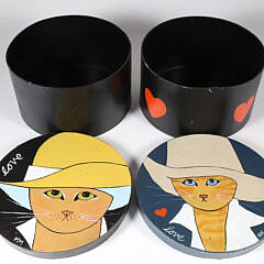 Two Hand Painted Maggie Meredith “Love” Cat Boxes