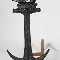 Pair of Vintage Cast Iron Ship and Anchor Andirons