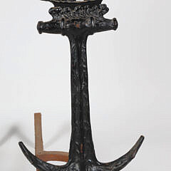 Pair of Vintage Cast Iron Ship and Anchor Andirons