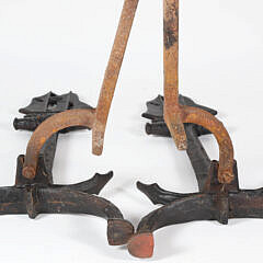 Pair of Vintage Cast Iron Ship and Anchor Andirons