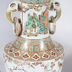 Pair of Chinese Famille Rose Porcelain Vases, 19th Century, Mounted as Lamps