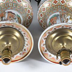 Pair of Chinese Famille Rose Porcelain Vases, 19th Century, Mounted as Lamps