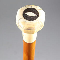 Whaler Made Antique Deacon’s Walking Stick, 19th Century