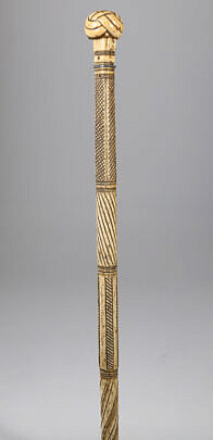 Early Whaler Made Antique Whale Ivory and Whalebone Walking Stick, circa 1840s