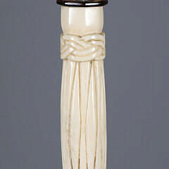 Whaler Made Antique Narwhal Massive and Hefty Captain’s Inlaid Walking Stick, 19th Century
