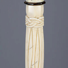 Whaler Made Antique Narwhal Massive and Hefty Captain’s Inlaid Walking Stick, 19th Century