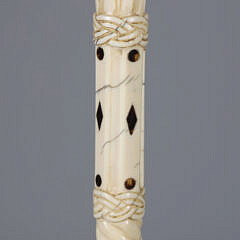 Whaler Made Antique Narwhal Massive and Hefty Captain’s Inlaid Walking Stick, 19th Century