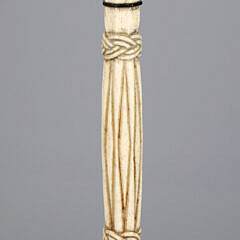 Whaler Made Fine Antique Whale Ivory And Whalebone Walking Stick, 19th Century