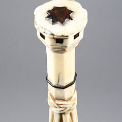 Whaler Made Fine Antique Whale Ivory And Whalebone Walking Stick, 19th Century