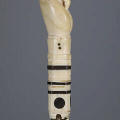 Whaler Made Architectural “Clenched Fist” Walking Stick, 19th Century