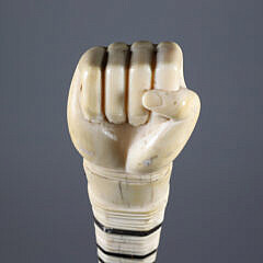 Whaler Made Architectural “Clenched Fist” Walking Stick, 19th Century