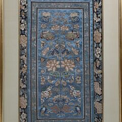 Group of Three Framed Chinese Silk Tapestries, 19th Century