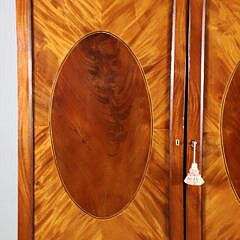 George III Mahogany and Satinwood Inlaid Linen Press, 19th Century