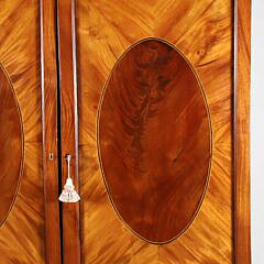 George III Mahogany and Satinwood Inlaid Linen Press, 19th Century