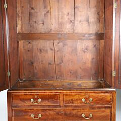 George III Mahogany and Satinwood Inlaid Linen Press, 19th Century