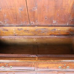 George III Mahogany and Satinwood Inlaid Linen Press, 19th Century