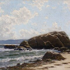 Alfred Thompson Bricher Oil on Canvas “Clearing Skies Off Newport”