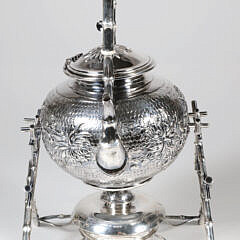 Chinese Export Silver Tea Kettle and Burner on Stand, circa 1900