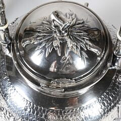 Chinese Export Silver Tea Kettle and Burner on Stand, circa 1900