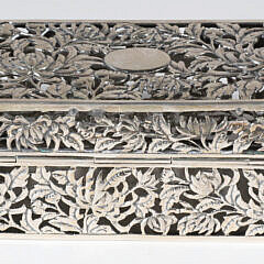 Chinese Export Silver Floral Reticulated Box, Signed HC