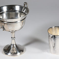 Sterling Silver Double Handled Trophy Cup Together With An 800 Silver Single Handle Cup