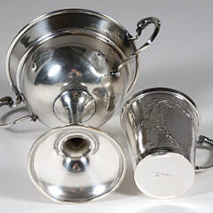 Sterling Silver Double Handled Trophy Cup Together With An 800 Silver Single Handle Cup