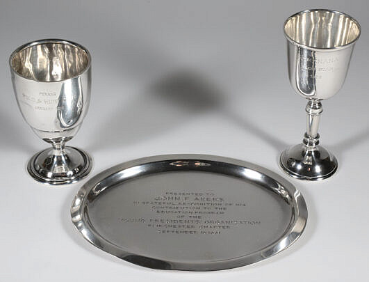 313-5515 Three pieces SS Trophy Cups + Dish A_IMG_0089