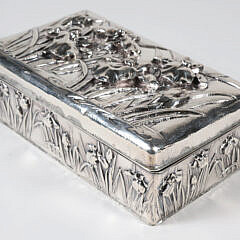 Japanese Meiji Silver Hinged Box Lined with Stained Wood, circa 1890