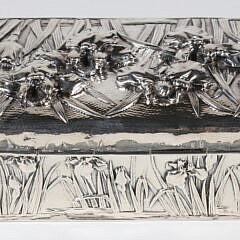 Japanese Meiji Silver Hinged Box Lined with Stained Wood, circa 1890