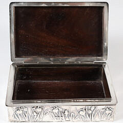 Japanese Meiji Silver Hinged Box Lined with Stained Wood, circa 1890