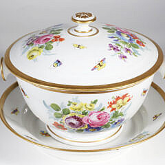 KPM Hand Painted Floral Porcelain Covered Tureen and Underplate