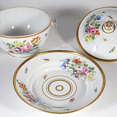 KPM Hand Painted Floral Porcelain Covered Tureen and Underplate, 19th Century