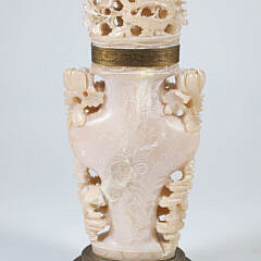 Antique Chinese Carved Soapstone Lamp